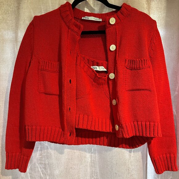 Zara SET - Cropped Tank & Cropped Cardigan - Size Small - Picture 1 of 7